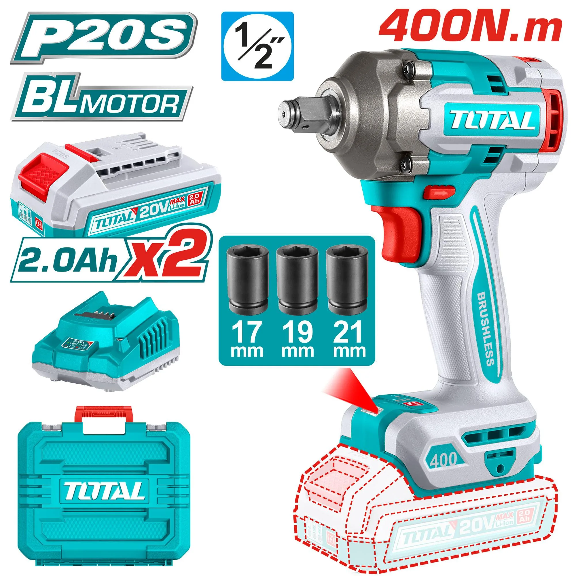 Total TIWLI2040 Cordless Impact Wrench