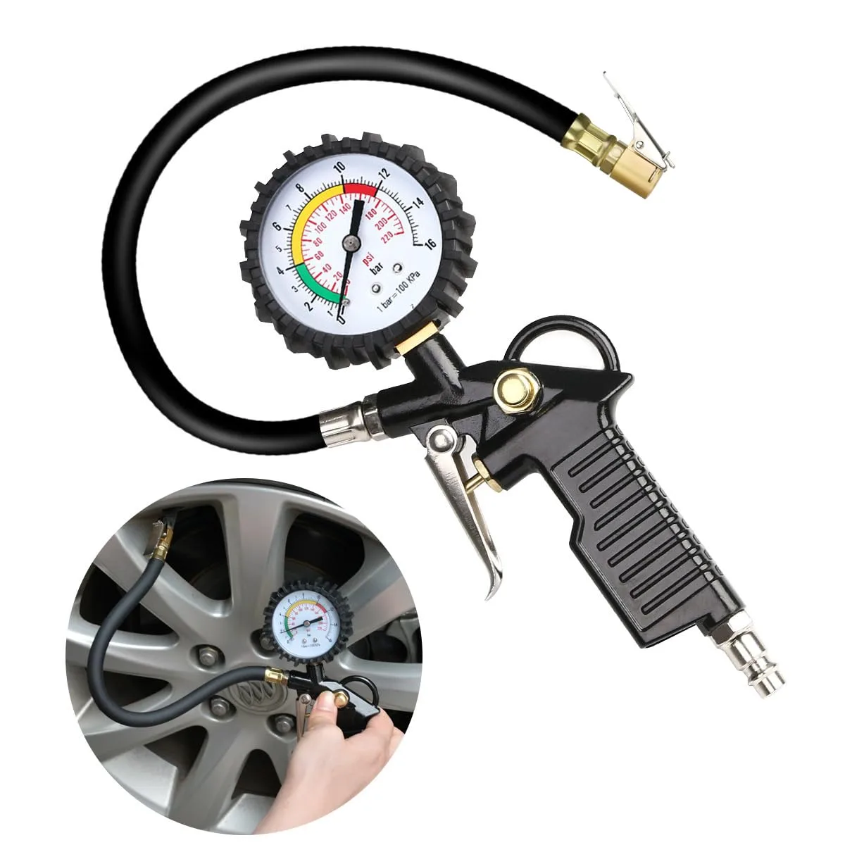 Blowgun Style Tyre Inflator 0–220 PSI