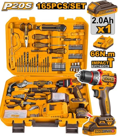 INGCO 165PCS Tool Set with Cordless Drill