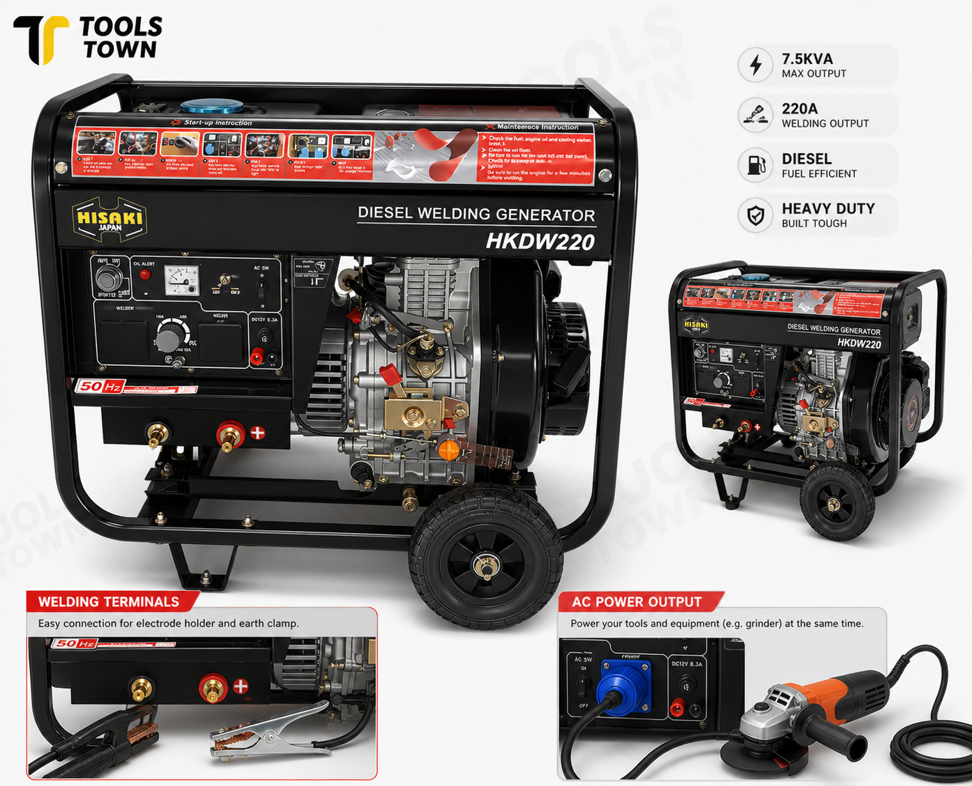 Hisaki HKDW220 7.5KVA Diesel Welding Generator Key Start